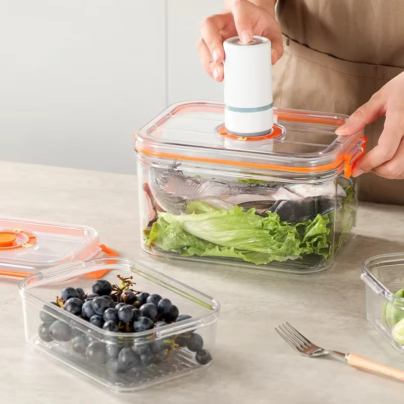 Vacuum Fresh-keeping Box Refrigerator Sealed Canister Microwavable Transparent Food Storage Container Kitchen Organizer Bento - view 2