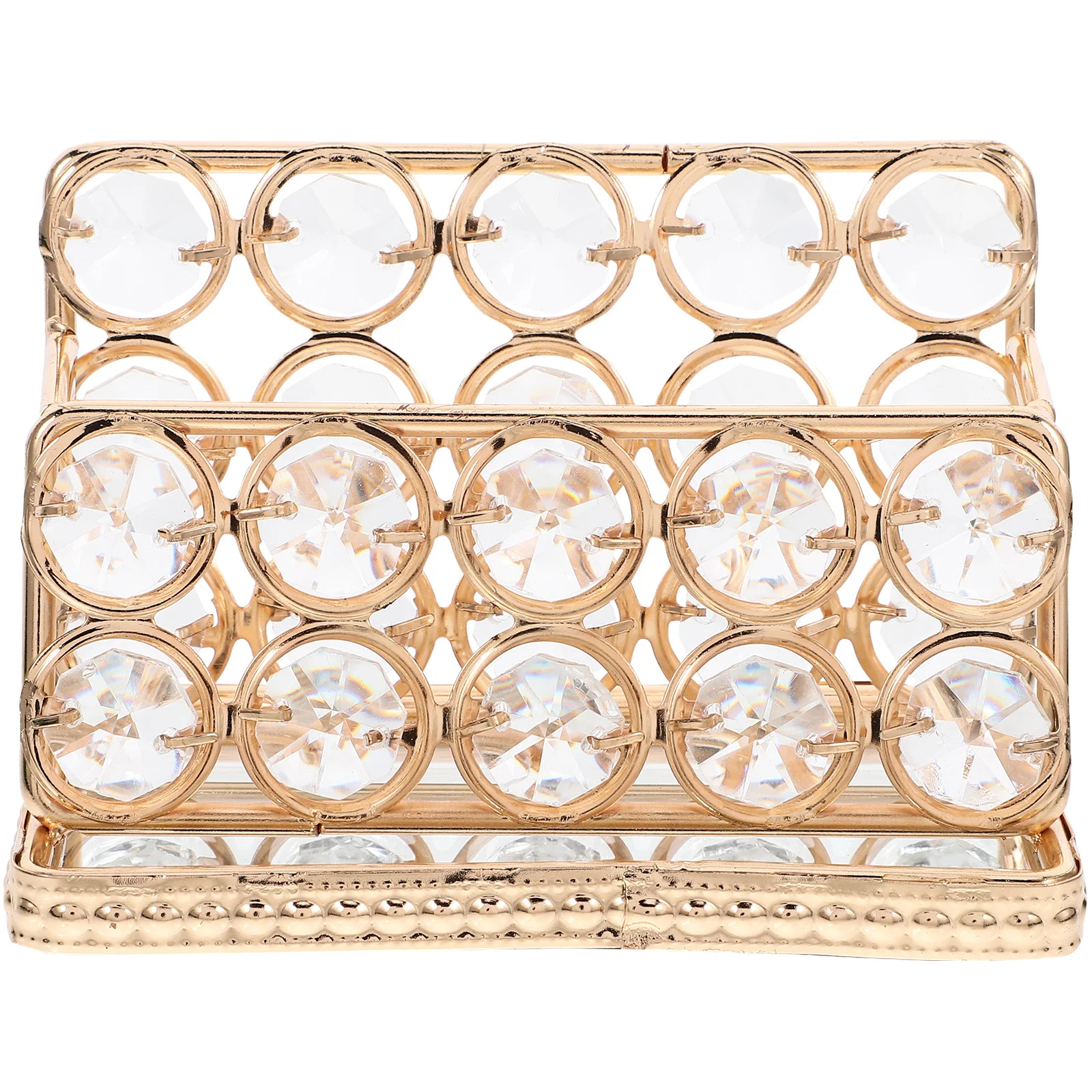 صندوق بطاقات العمل، تصميم كريستالي معدني بسيط، حواف ناعمة، تخزين بطاقات متعددة، منظم سطح المكتب، حامل ديكور المكتب #6