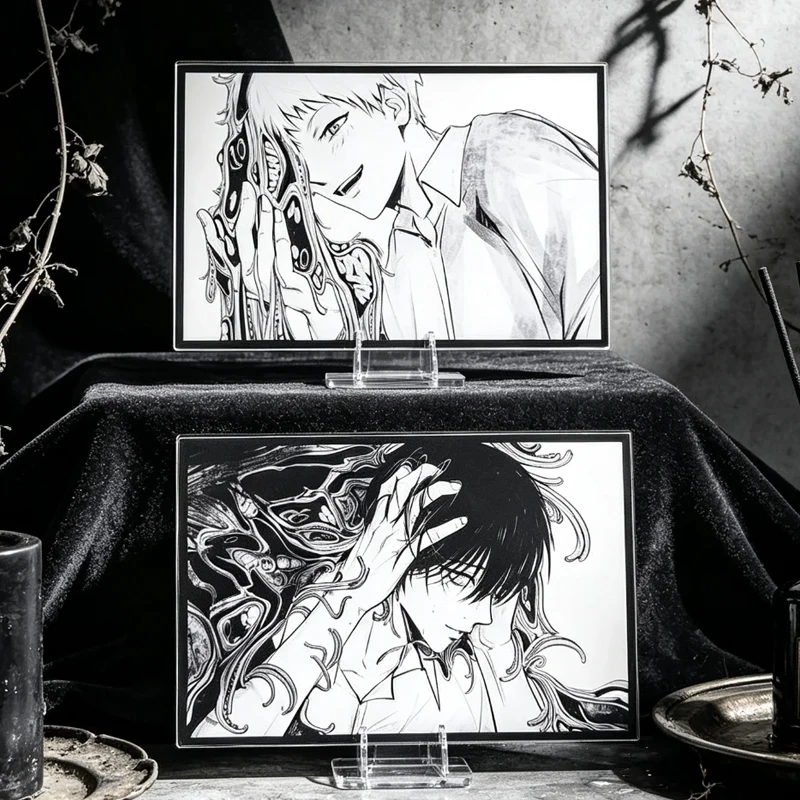 2Pcs/Set Dark Horror Manga Acrylic Transparent Card Black White Anime Clear Card Itabag Decoration Birthday Gift for Friend