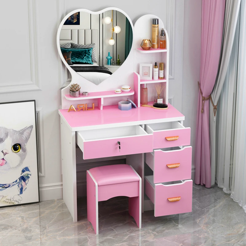 Table de rangement multifonctionnelle pour filles, style nordique, luxe, coiffeuse européenne, décoration d\'intérieur