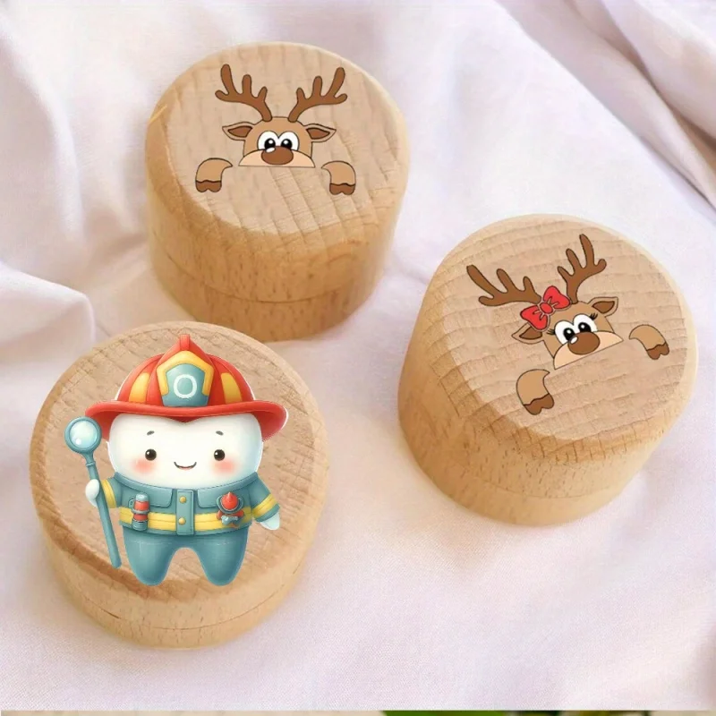 Tooth Box, Tooth Fairy Box for Boys and Girls Teeth, Newborn Baby Keepsake Wooden Case for Hair and Tooth Storage