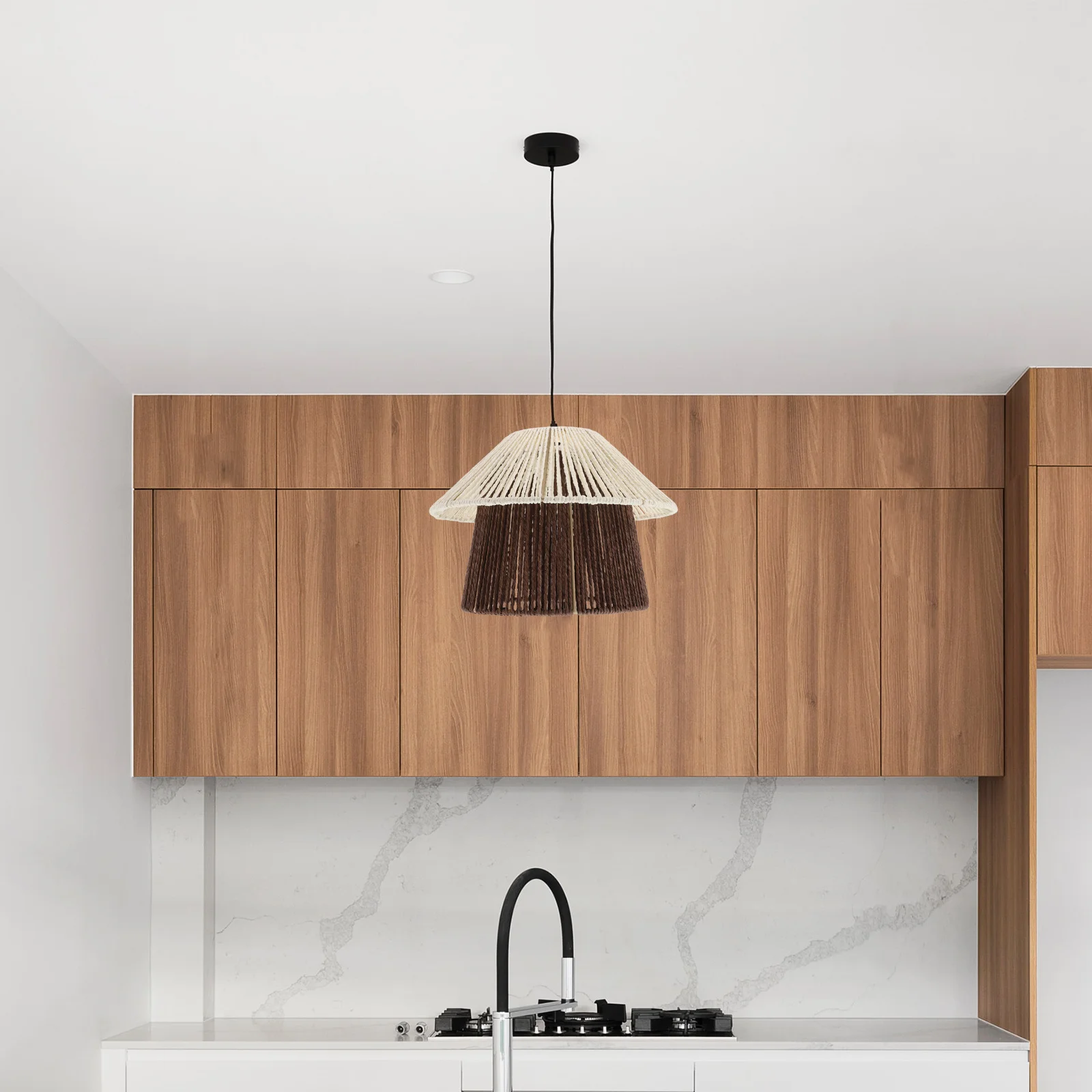 

Faux Rattan Woven Lampshade Paper Rope Pendant Light Shade Ceiling Lamp Cover Elegant Rustic Hanging Lamp Decoration