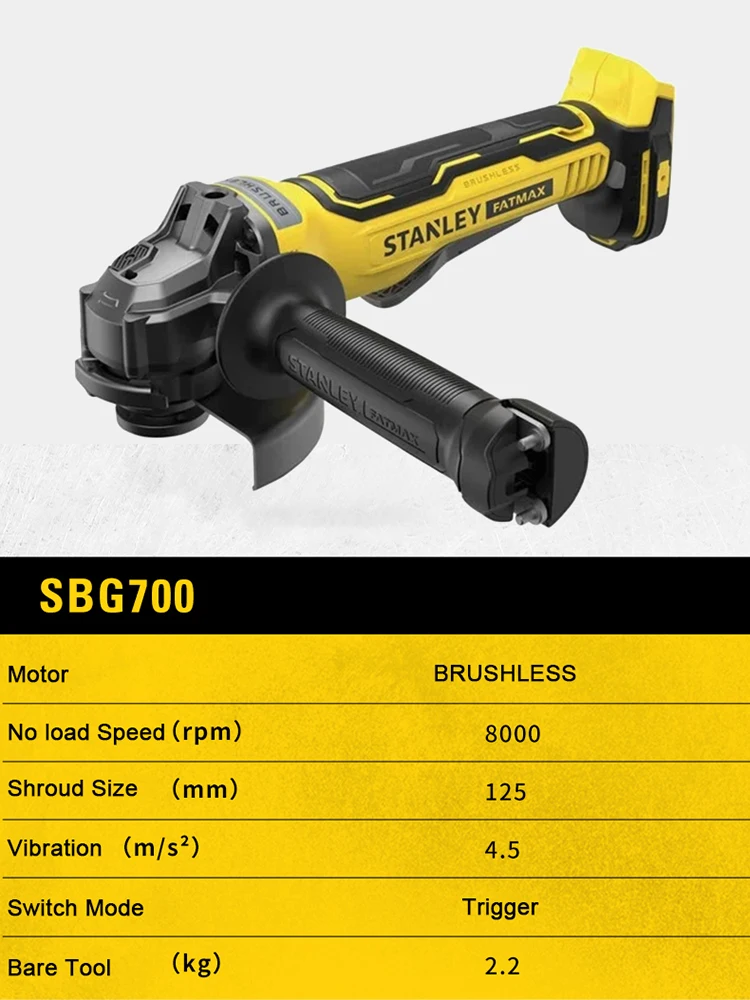 Stanley Cordless Angle Grinder SBG700 20V Fatmax V20 125mm 8000 RPM Electric Grinding Machine Power Tools