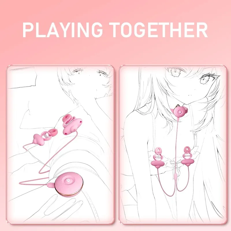 هزاز لتدليك الثدي بـ 10 سرعات ومشابك حلمة كهربائية - لعبة زوجين مزدوجة المتعة لتحفيز G-Spot والحلمة #5