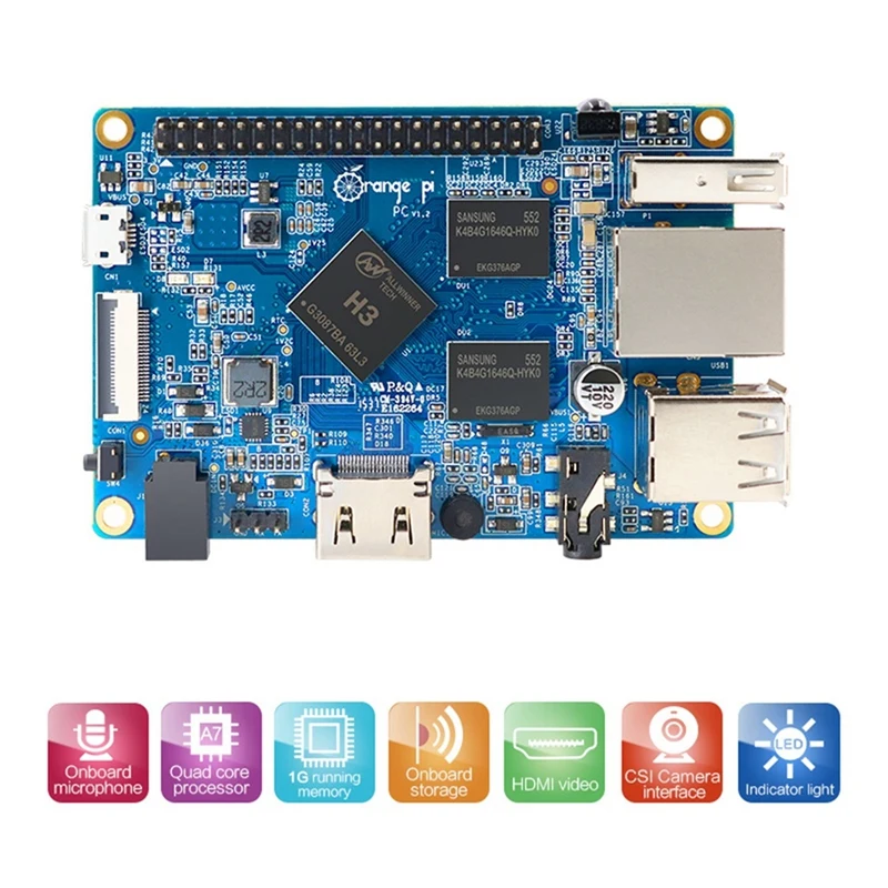 

For Orange Pi PC Arm Development Board H3 1GB DDR3 4 Core 1.6G Open Source Run Android4.4 Ubuntu Debian