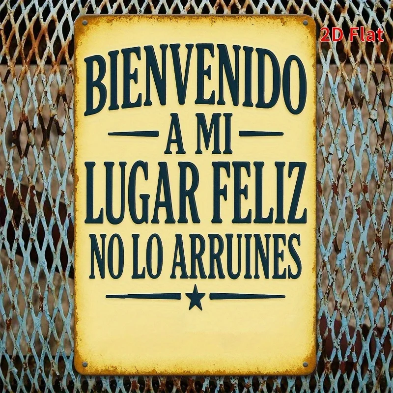 Spanish Welcome Sign, Rustic Iron Wall Decor Plaque, 