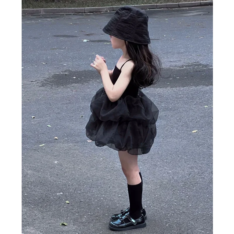 Elegant Mother and Daughter Black Fluffy Tulle Dress Mom and Baby Girls Party Tutu Dresses 2023 New Mommy and Me Wedding Dresses