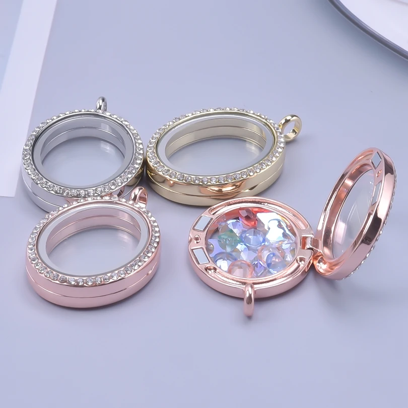 2Pcs Heart Round Memory Picture Dijes Flotantes Relicario Pendant Jewelry Openable Glass Living Cremation Ash Locket кулон