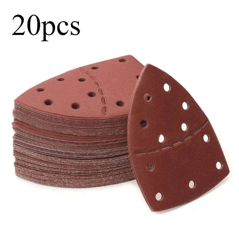 20pcs 11 Holes Triangular Sandpaper Sanding Pad Sanding Sheets For Multi Sander Sandpaper Disc For 40-400 Grits Abrasive Tools