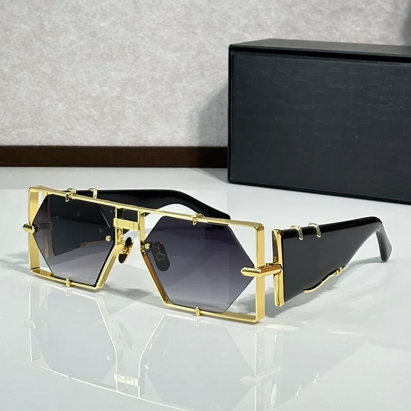 

MOD004 Street Fashion Black Gold Sunglasses for Male Original Luxury Hip Hop Sqaure Alloy Solar Glasses for Men