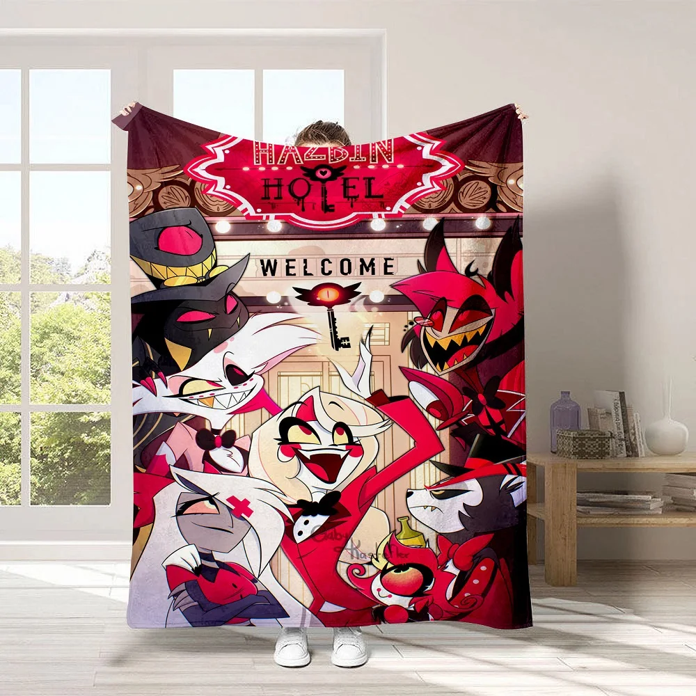 Hazbined Hotel Flannel Blanket Cartoon Anime Charlie Vaggie Alastor AD Summer Throw Blanket Quilt Twin Single Queen King Size