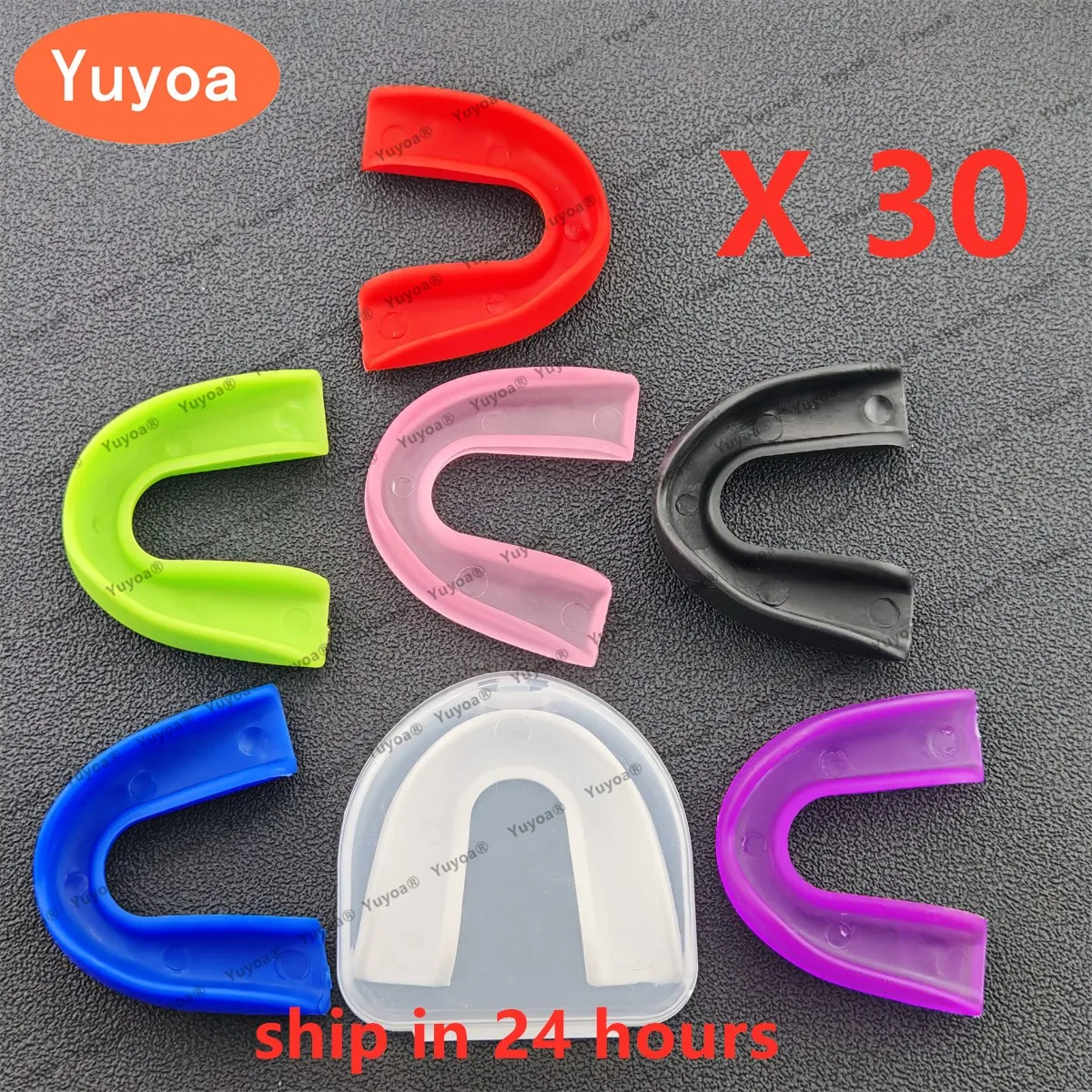 

30pcs Dental Grinding Protector Mouth Guard Whitening Teeth Mouth Tray Mouthguard for Sports Football & Rugby Training