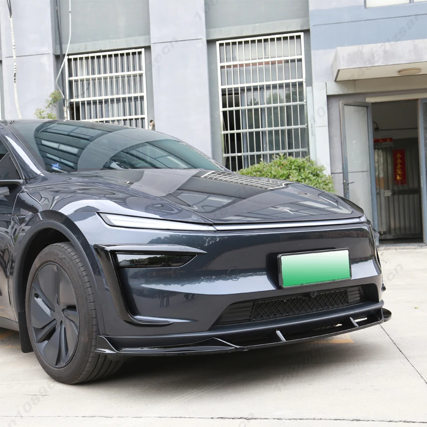 For Tesla ModelY Juniper 2025-2026+ Car Front Bumper Spoiler Lip Diffuser Lower Splitter Guard Body Kit Tuning Gloss Black