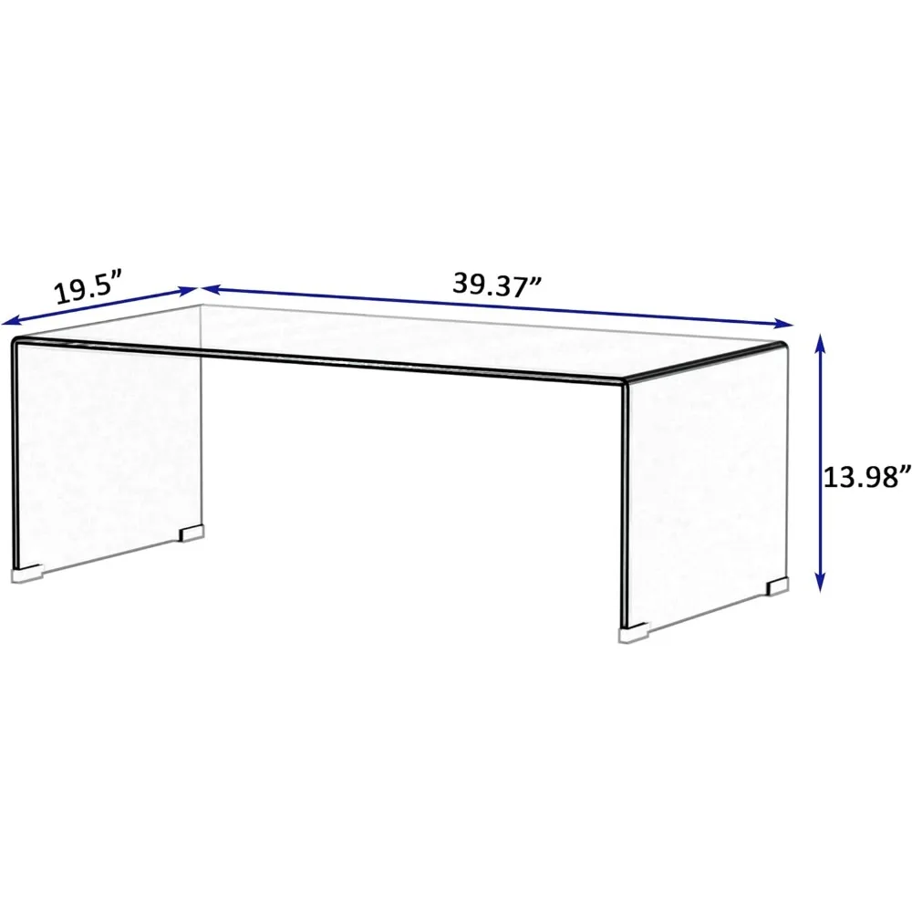 Mesa de centro de cristal para sala de estar, mesa de centro transparente con vidrio templado de 0,47 pulgadas, pequeña y moderna