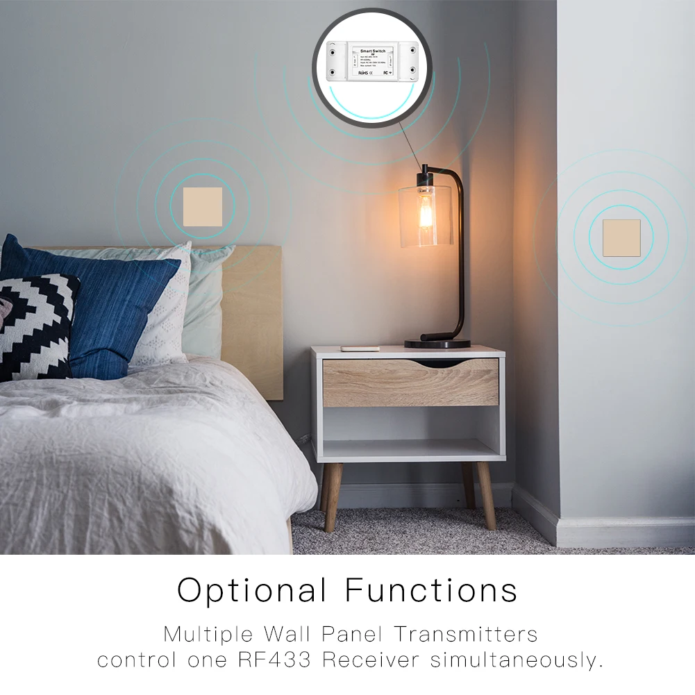 433Mhz bezprzewodowy inteligentny przełącznik RF pilot zdalnego sterowania odbiornik Push Button Controller Panel ścienny nadajnik, 2 way/3 way multi-control