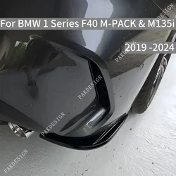 Rear Side Diffuser Exhaust Pipe Trim for BMW 1 Series  F40 M Sport 128ti M135i 2019-2024  Rear Bumper Lip Splitters Body Kit ABS