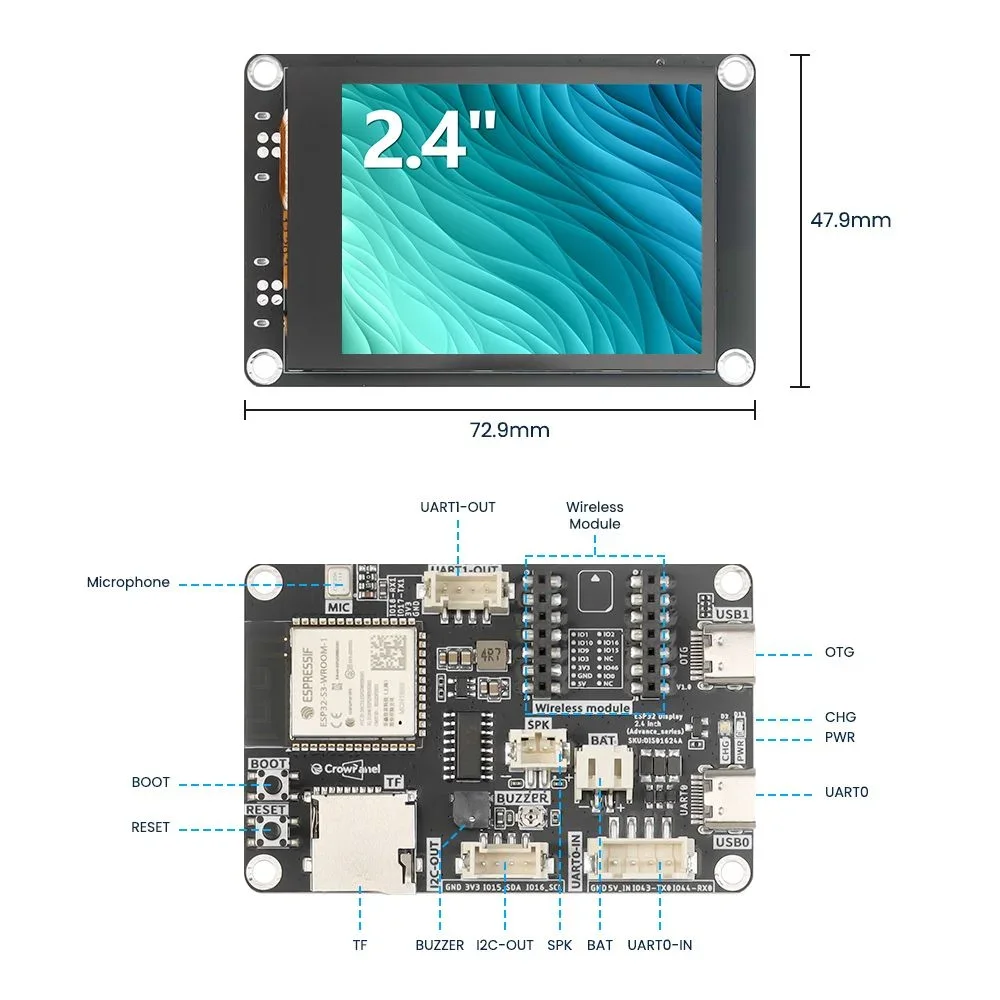 Hot Sale CrowPanel Advance 2.4 inch ESP32 HMI Display LVGL IPS Smart AI Touch Screen 320x240 Support Arduino/Micropython