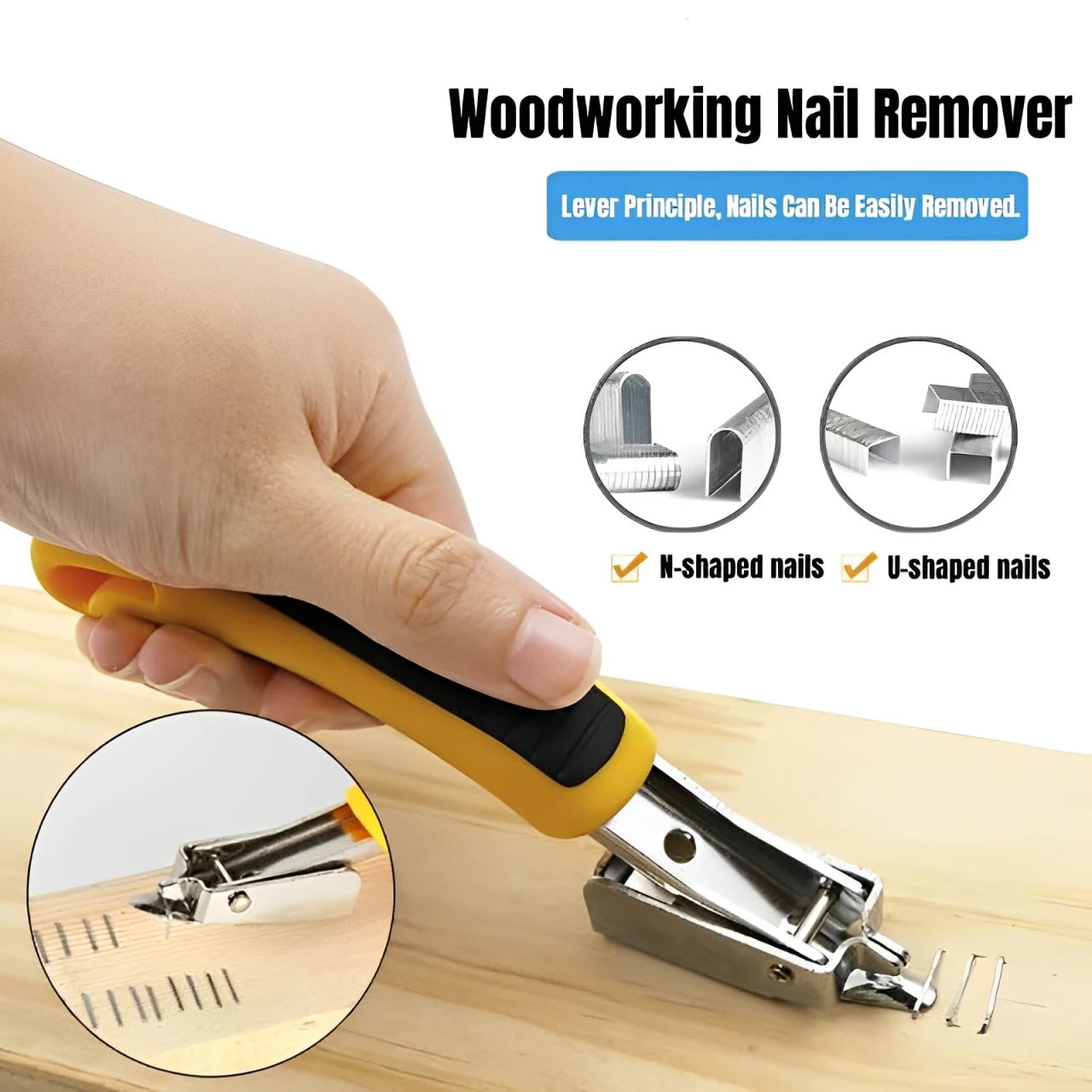 Estrattore per chiodi Pistola per punti metallici Cucitrice per mobili per porta in legno Piede di porco Tappezzeria Inquadratura Kit pistola per rivetti Chiodatrice per barra di leva Strumenti per rimozione