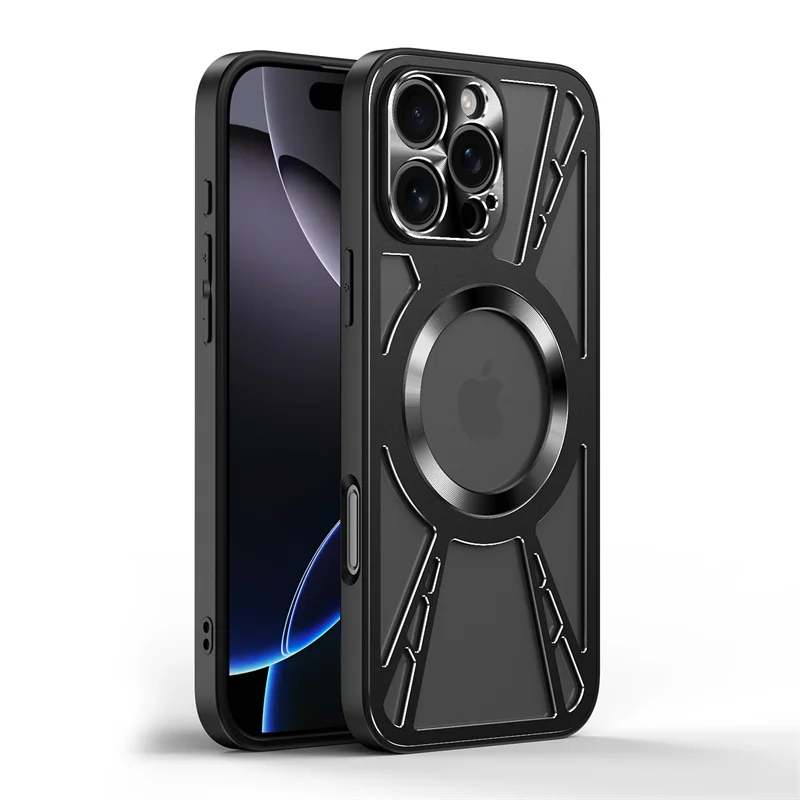 Funda de teléfono Magsafe de Metal magnético para iphone 11, 12, 13, 14, 15 16 Pro Max, marco de TPU de refrigeración hueca, funda de carga inalámbrica