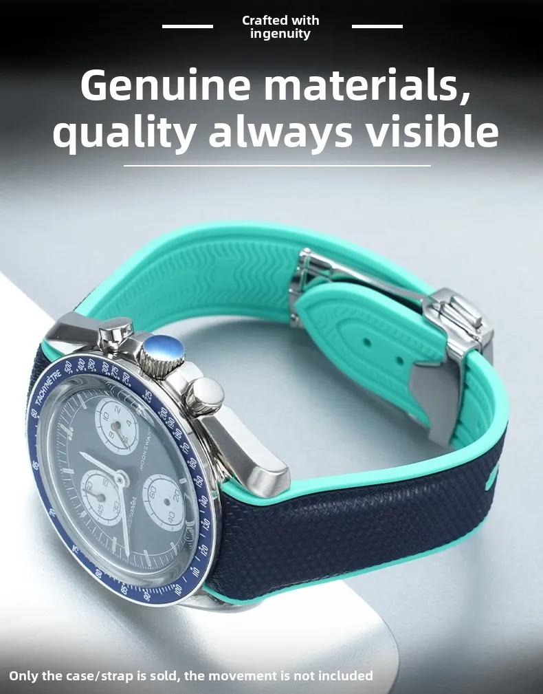 42mm Stainless Steel Moon Watch Case+Rubber Strap Mod Kit for Omega & Swatch MoonSwatch Metal Case Waterproof Bracelets parts