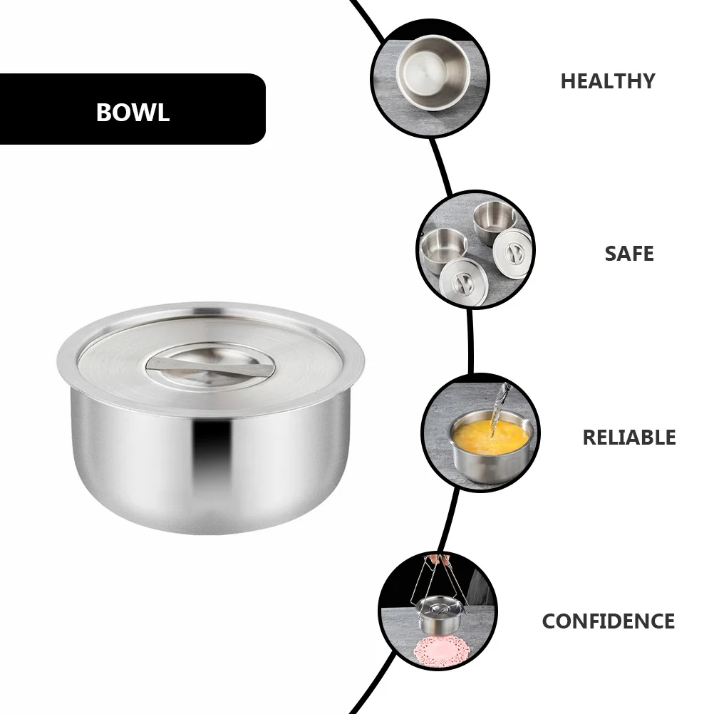 

1Pcs Stainless Steel Steamed Egg Bowl Heat Cold Resistant Household Stew Rice Soup Bowl Kitchenware Food Container with Lid