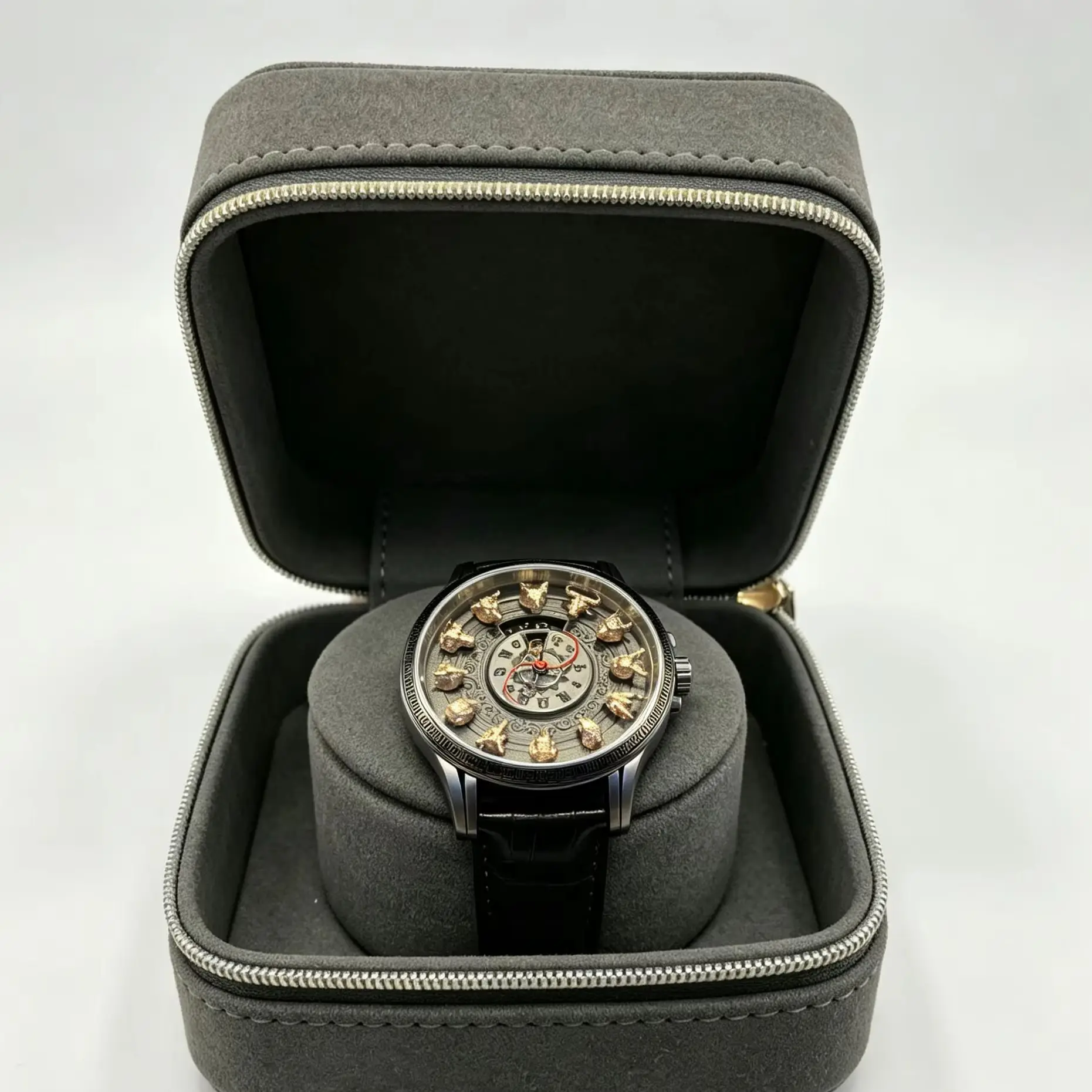 Imperial Wind Zodiac Niche Micro-carving Sterling Silver Beast Head Tai Chi Time Constellation Mechanical Watch Automatic Watch