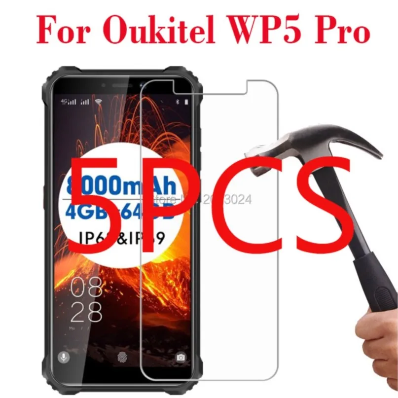 

5pcs for oukitel wp5 pro tempered glass protective on wp5pro 5.5" screen protector film phone cover guard shield