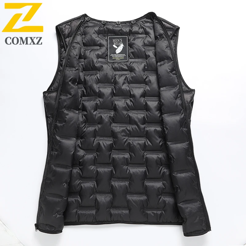 COMXZ Men Long Down Jacket Lightweight Commute Office Warm Puffer Coats Business Thickened Cold Resistant Winter Wool Jacket