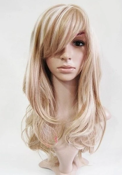 

W62 Honey Blonde Highlight Long Wavy Ladies Wig Synthetic Skin Top studio7-uk