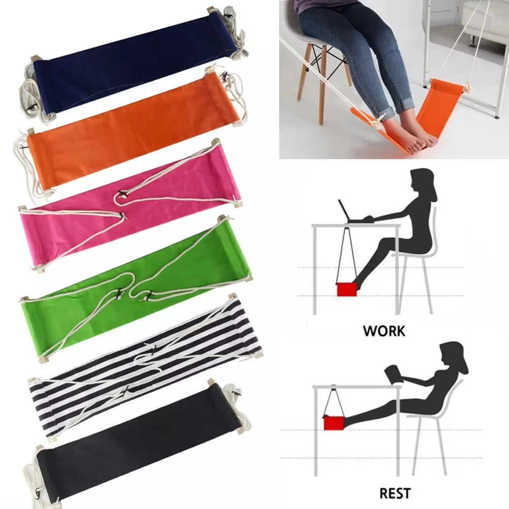 Universal Foot Hammock Strap 2 Hook Polyester Desk Rest Foot Hanger Hang Chair Foot Put Feet Swing Footrest Leg Hammock Office