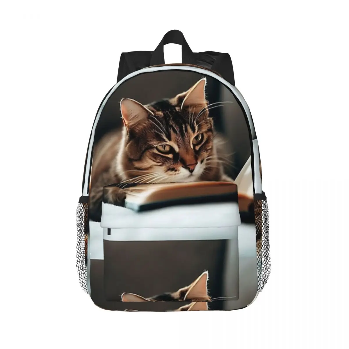 Chill Like Cat - Cat Reading Books - Cat Lover Backpacks Boys Girls Bookbag Children School Bags Travel Rucksack Shoulder Bag