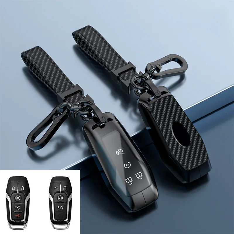 

New Carbon Aolly Car Key Case Fob Cover For Ford Fusion Mondeo Mustang F-150 Explorer Edge 2015 2016 2017 2018 Car Accessories