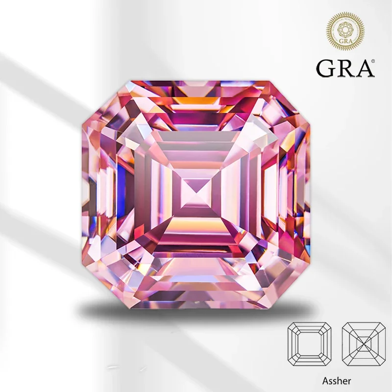 

Moissanite Stone Asscher Cut Multiple Colors Available For Diy Advanced Jewelry Pass Diamond Tester With GRA Certificate