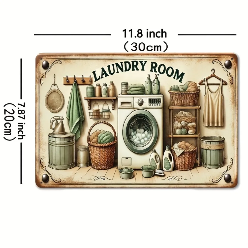 Vintage Laundry Room Metal Signage—Wall Decoration for Laundry Area in Country Farmhouse Style