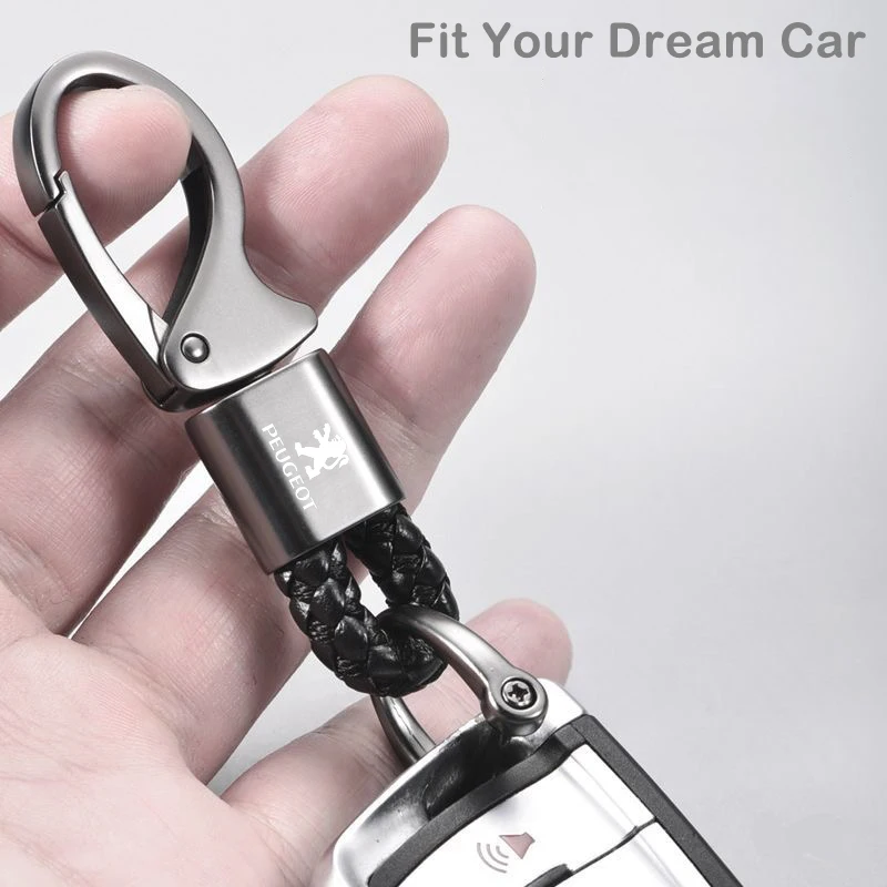 Car Keychain Leather Rope Key Rings Keyring for Peugeot 408 4008 308 3008 Rifter 5008 508 2008 208 301 RCZ 108 608 Accessories