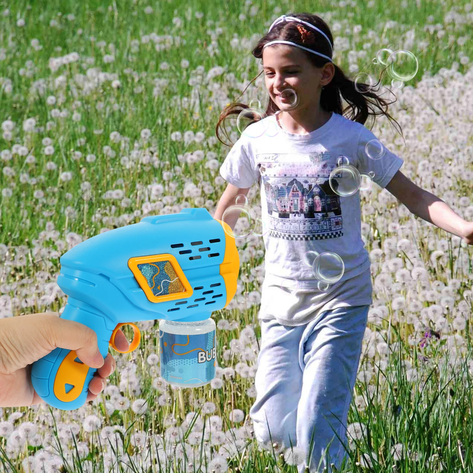 Soprador de bolhas elétrico infantil, seguro e durável, máquina automática para festas internas e externas, brinquedo de verão