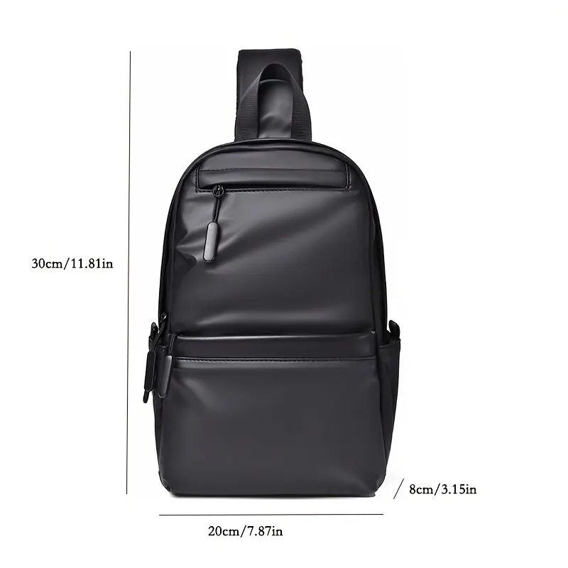 Men's New Trendy Casual Leather Membrane Chest Bag Splash-proof Multifunctional Crossbody Chest Bag