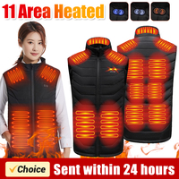Mens Electric Heated Vest USB Charging 11 Areas Heated Electric Heating Gilet Washable Dual Control for Outdoor Camping Hiking
