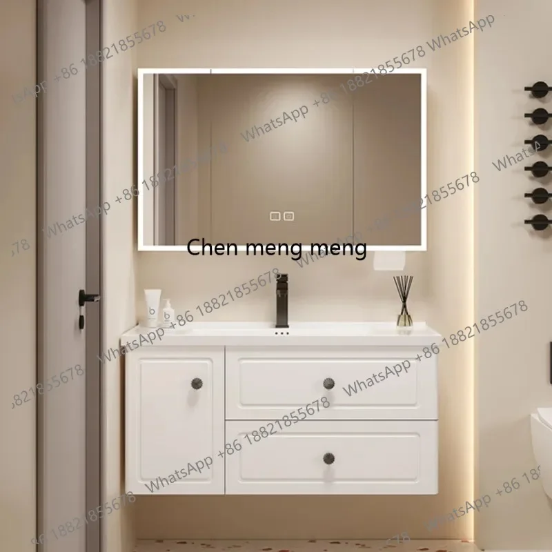 E153 Ceramic Integrated Bathroom Cabinets Drawer Lighting Simple Washbasin Bathroom Cabinets Household Storage Furniture