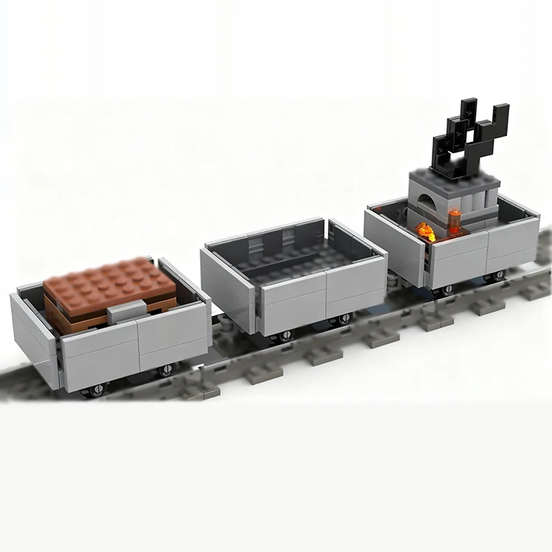 Modèle de voiture de ville MOC, briques de construction, Minecart ferroviaire avec trémie, technologie modulaire, cadeaux de vacances pour enfants, jouets à assembler, costume