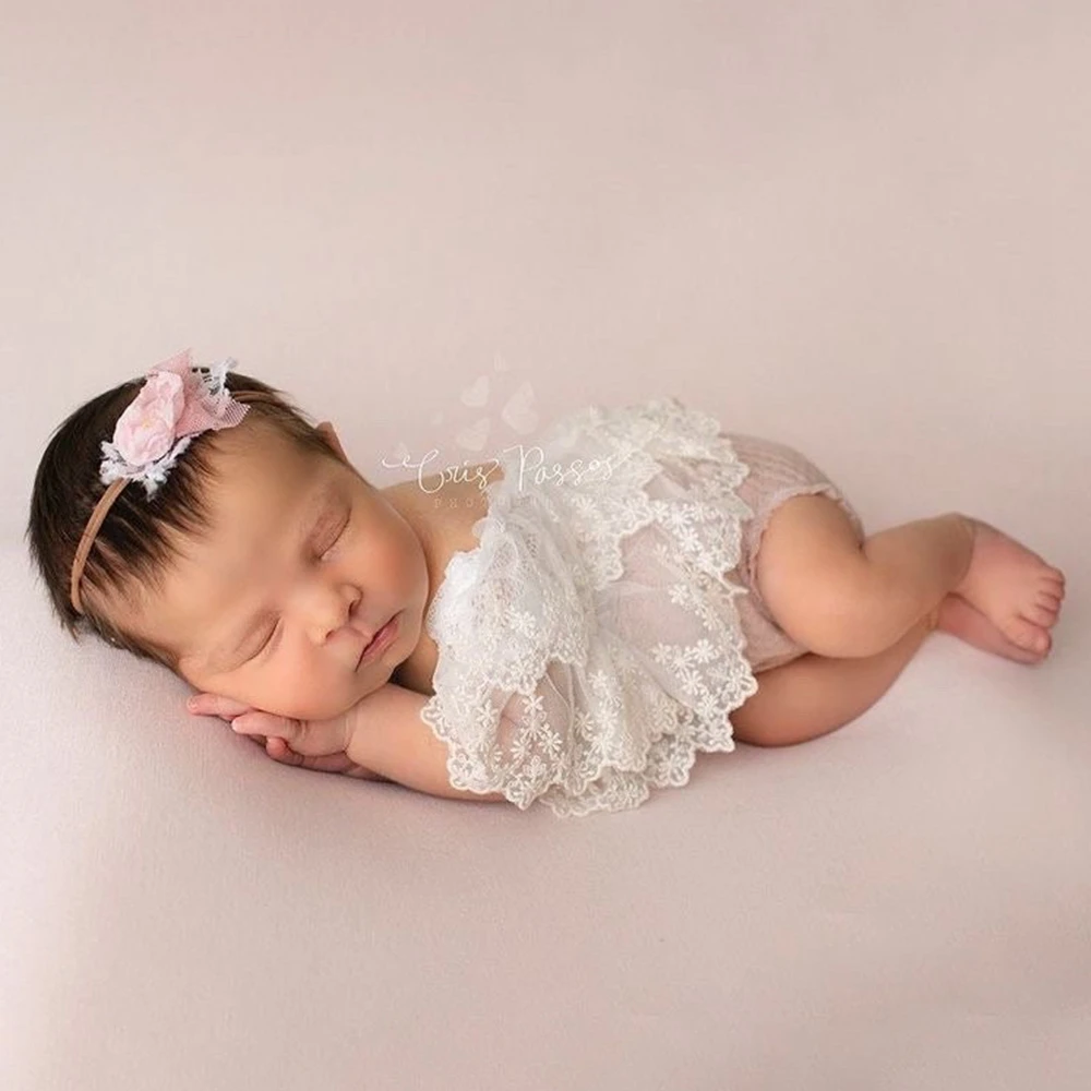 Newborn Photography Props Pink Lace Romper Baby Photo Props Baby Girl Clothes Newborn Photography Outfit Photoshoot