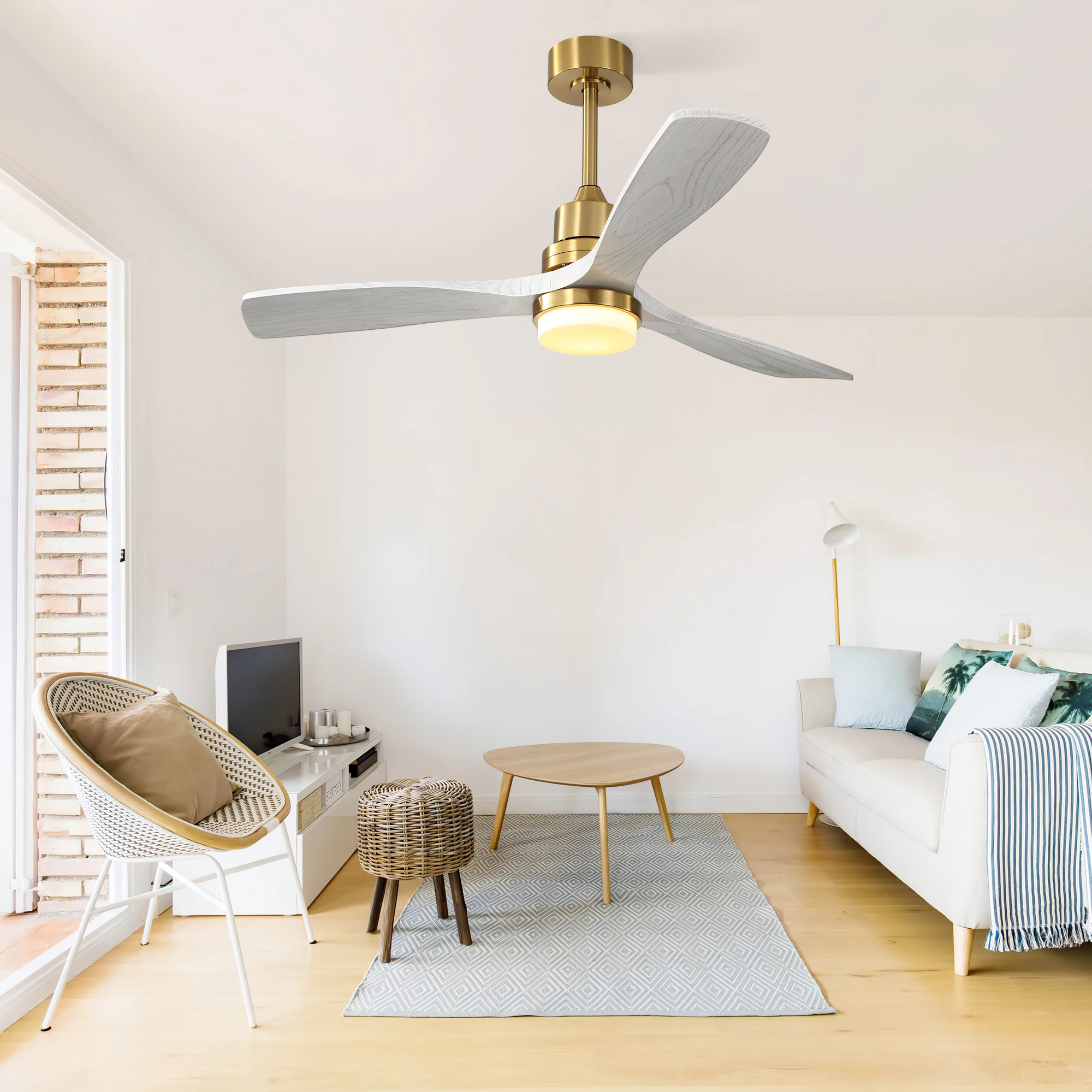 Sofucor Modern 52-inch Ceiling Fan with LED Reversible DC Motor 6-speed High wind Remote control For Living room、Bedroom