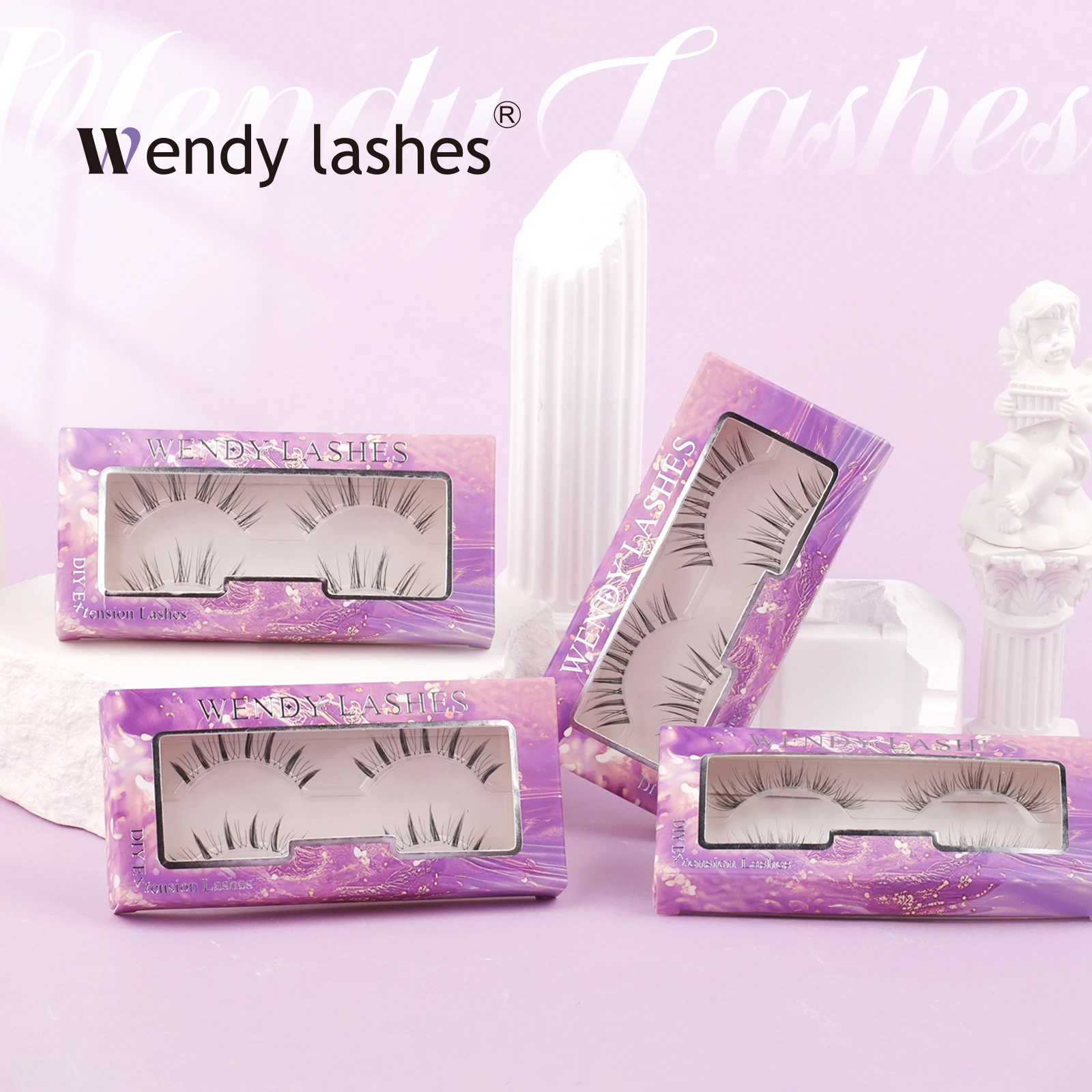 Wendy Lashes 2 pary rzęs przezroczysta łodyga niewidoczne naturalne delikatne puszyste paski przedłużanie rzęs wielokrotnego użytku sztuczne rzęsy