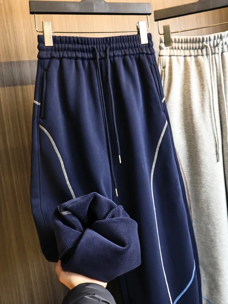 

Премиум Feel Thiened Cosite Fce Прямые повседневные брюки для мужчин Faionable Urban Sle Всесезонная эластичная талия