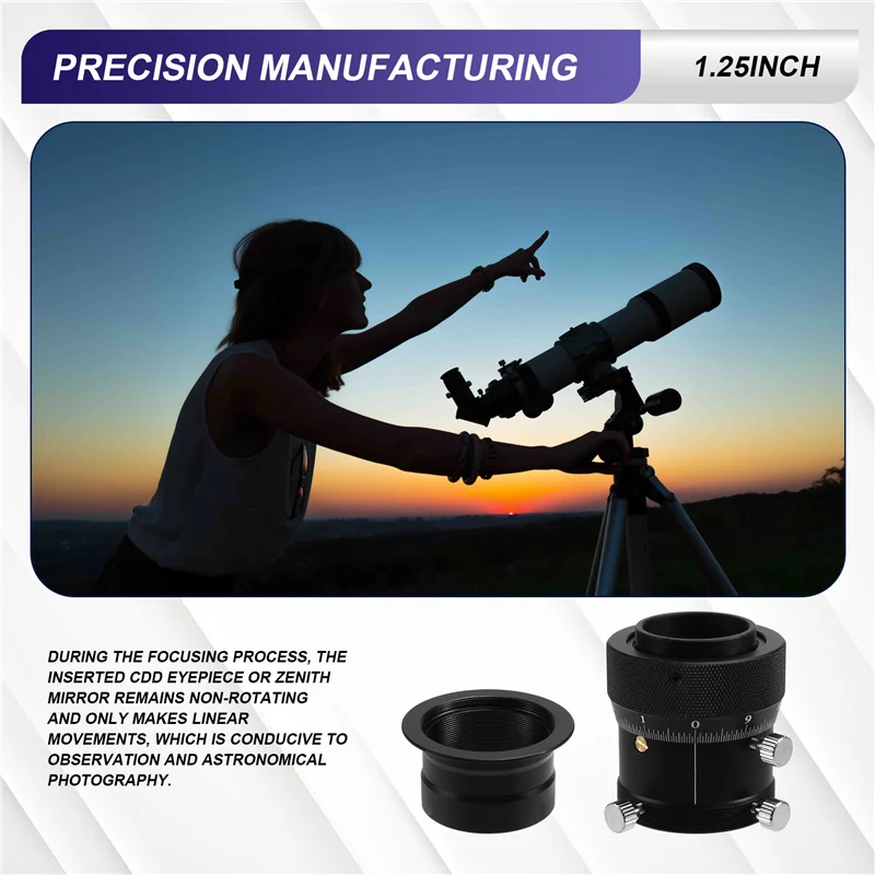 

High Precision 1.25Inch Double Helical Focuser With Brass Compression Ring 1.25Inch Adapter For Astronomical Telescope