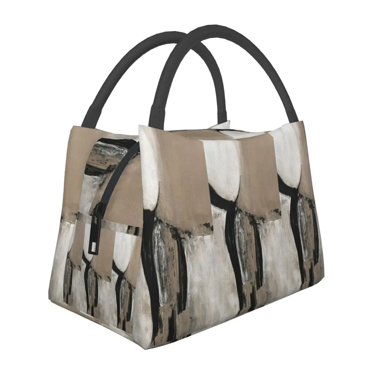 Neutral Abstract Insulated Lunch Bag for School Bento Storage Food Boxes Portable Container Cooler Thermal Lunch Box Tote