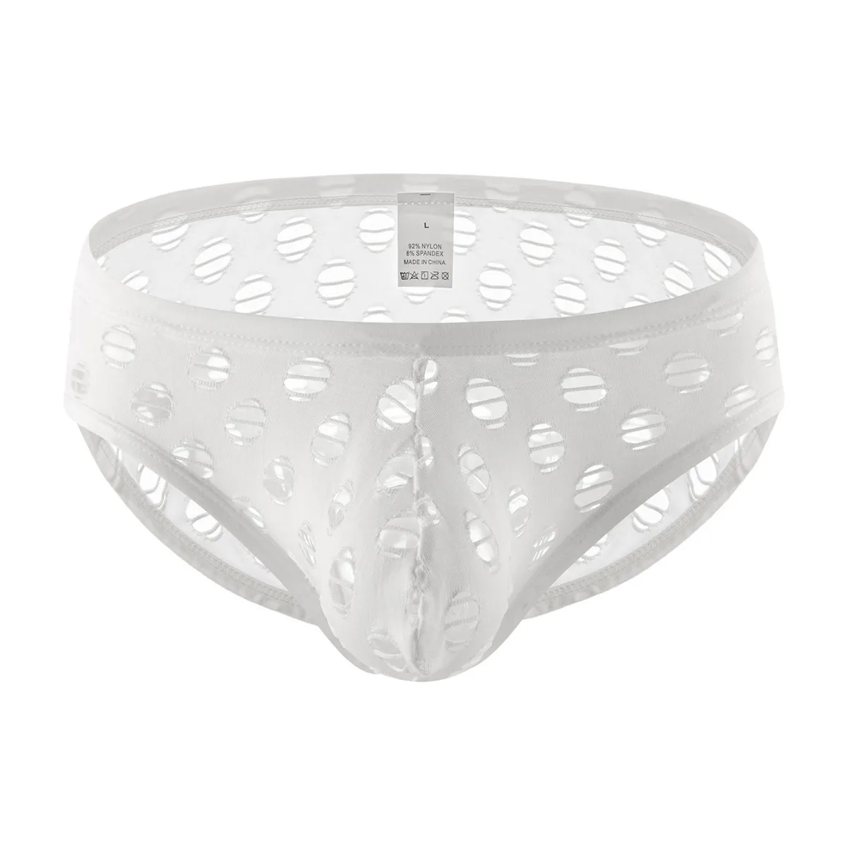 Men Big Hollow Fishnet T-back Thong Semi-Sheer Large Mesh Hole Low Rise 3D U Convex Pouch See Through Sexy Transparent Underwear