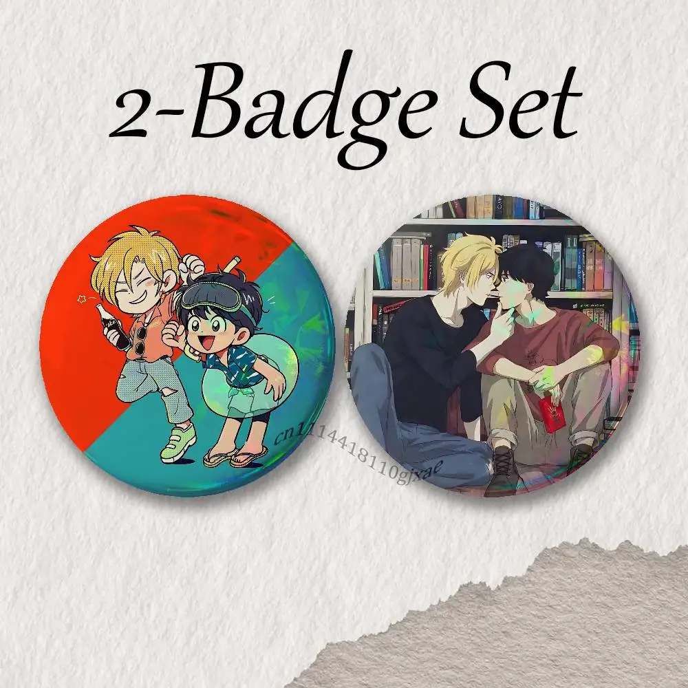 Banana Fish Ash Lynx Eiji Okumura Brooches for Backpack Accessories25,32,44,58,75mm Round Enamel 2-piece set Cartoon Anime Badge