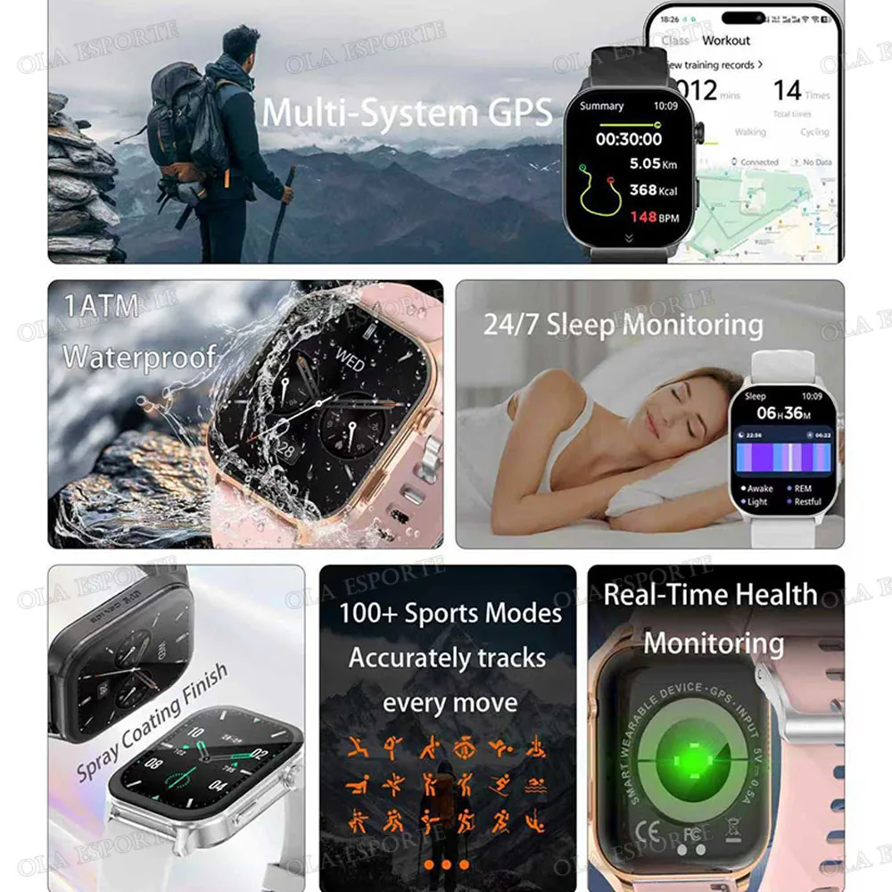 GPS ساعة ذكية للرجال والنساء 5ATM مقاوم للماء وسائط رياضية متعددة اللياقة البدنية ساعة معدل ضربات القلب مراقبة النوم Smartwatch 2025New