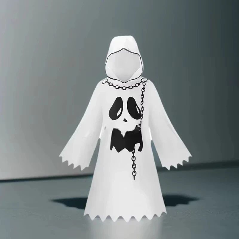 جديد هالوين موضوع حزب الإرهاب تأثيري الأطفال الكبار الأبيض شبح عباءة، هالوين هيكل جمجمة الساحرة زي الدعامة مجموعة #6